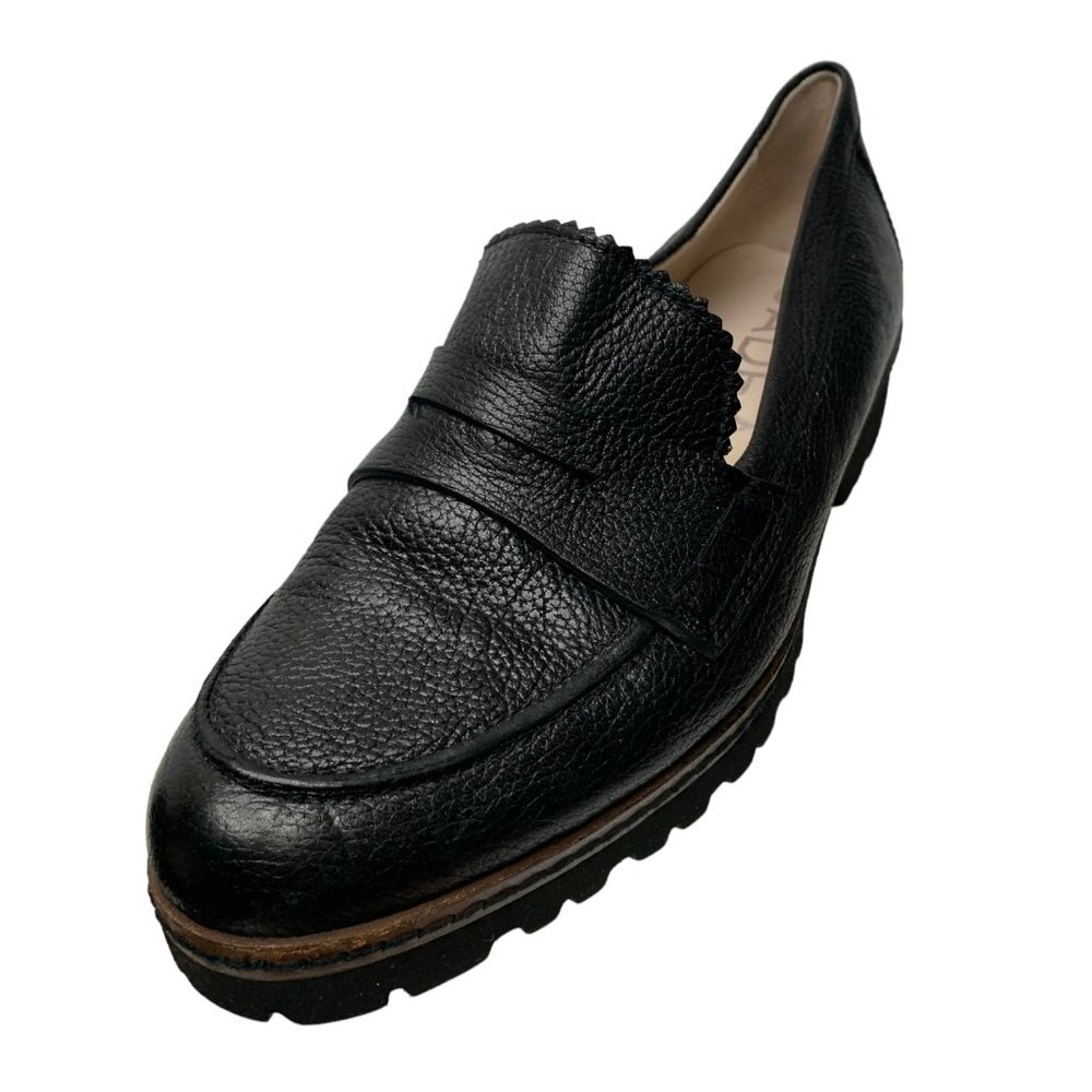 GADEA Black Textured Leather Newgel Insole Penny Loafers - Picture 2 of 12